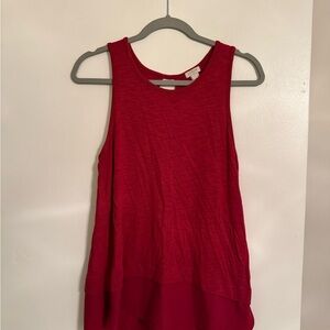 J. Crew Red Sleeveless Layered Tank